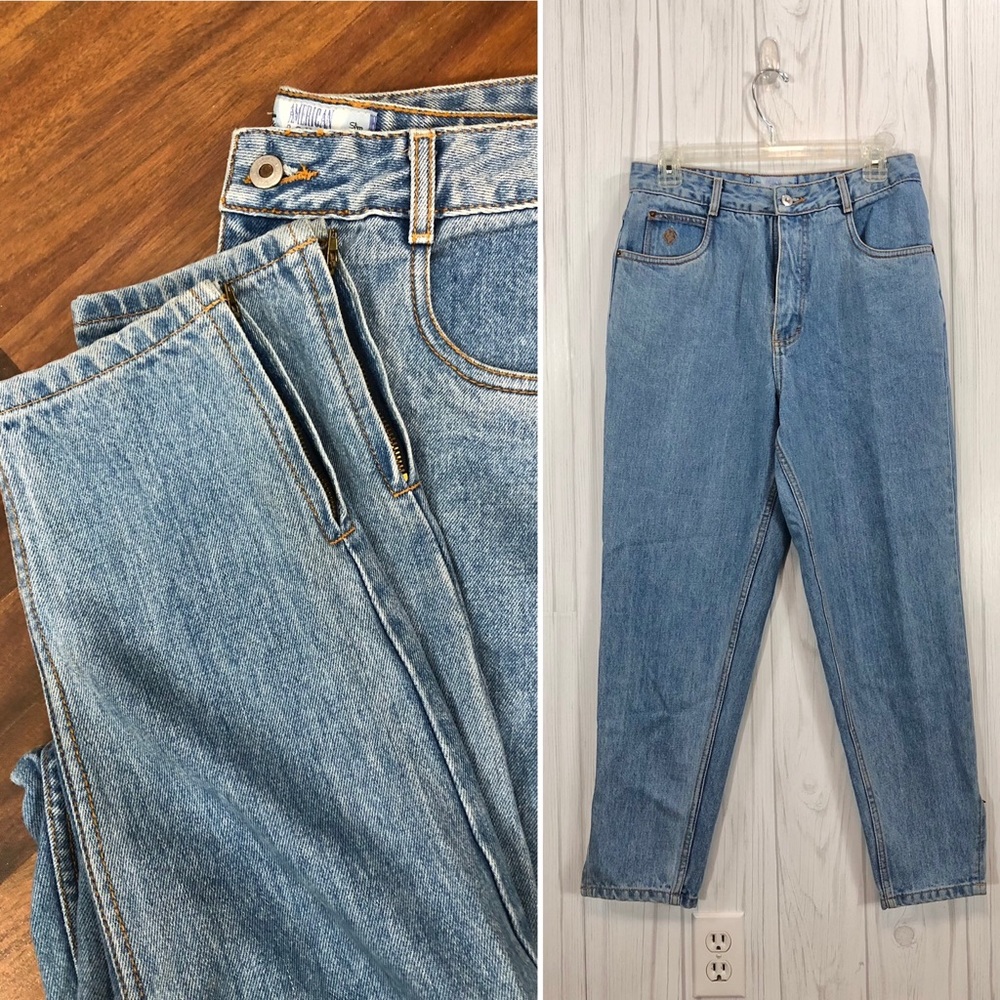 Vintage 70s Zipper Ankle Crop Skinny Jeans, Cotton